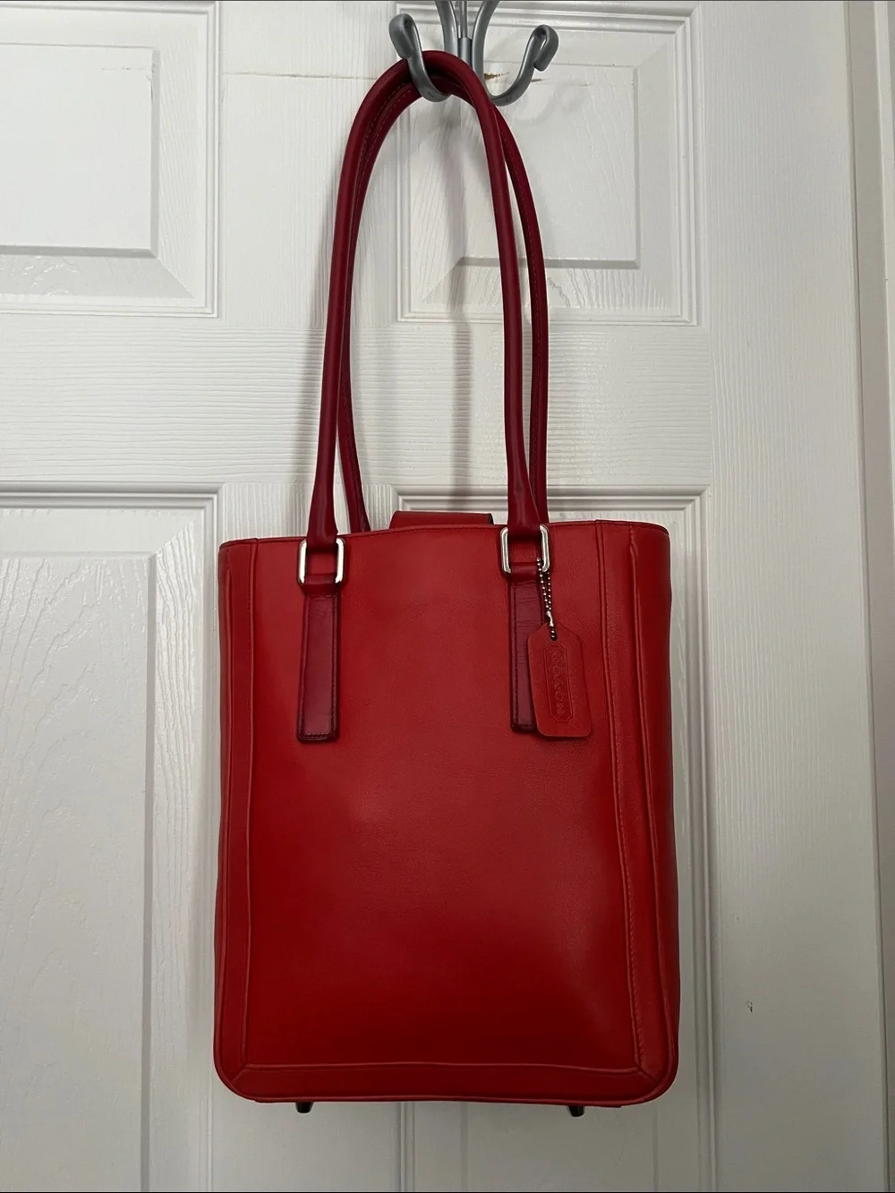 Coach Vintage Red Leather Bonnie Cashin Legacy Slim Tote, style 9422